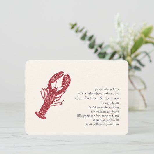 ヴィンテージロブスターベークリハーサルディナー招待状 招待状 (スタンド正面)