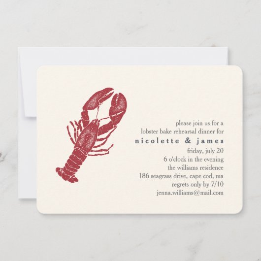 ヴィンテージロブスターベークリハーサルディナー招待状 招待状 (正面)