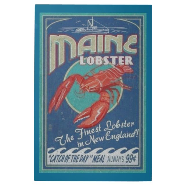 ヴィンテージロブスター金属標識 メタルプリント (正面)