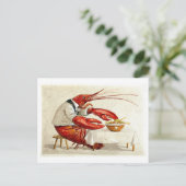 ヴィンテージロブスター食べのサラダ葉書 ポストカード (スタンド正面)