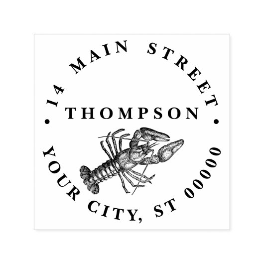 ヴィンテージロブスター#1スケッチ名差出人住所 セルフインキングスタンプ (デザイン)