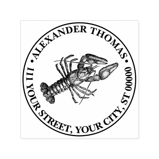 ヴィンテージロブスター#1スケッチ名差出人住所 セルフインキングスタンプ (デザイン)