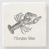 ヴィンテージロブスター#1スケッチ ストーンコースター (正面)