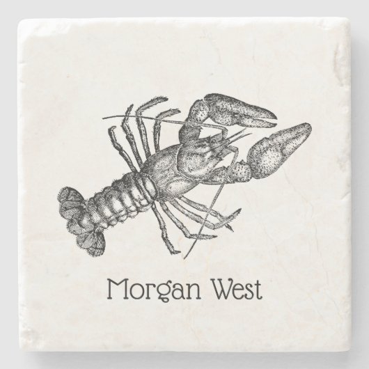 ヴィンテージロブスター#1スケッチ ストーンコースター (正面)