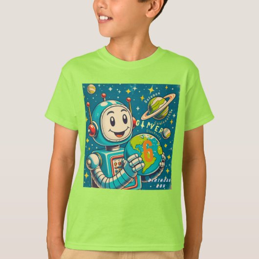 ヴィンテージロボットの宇宙科学探求ディスカバリー Tシャツ (正面)