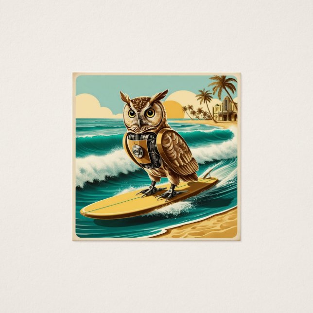 ヴィンテージロボットフクロウサーフィンオンビーチ (正面)