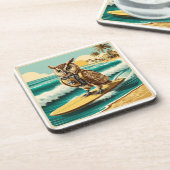 ヴィンテージロボットフクロウサーフィンオンビーチ コースター (左側)