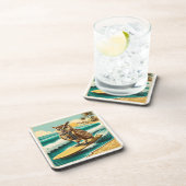 ヴィンテージロボットフクロウサーフィンオンビーチ コースター (右側)