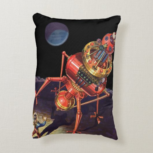ヴィンテージロボット付きSFエイリアン宇宙飛行士 アクセントクッション (裏面(縦))