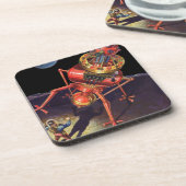 ヴィンテージロボット付きSFエイリアン宇宙飛行士 コースター (左側)