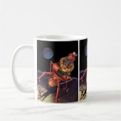 ヴィンテージロボット付きSFエイリアン宇宙飛行士 コーヒーマグカップ (左)