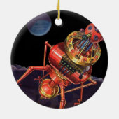 ヴィンテージロボット付きSFエイリアン宇宙飛行士 セラミックオーナメント (裏面)