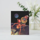 ヴィンテージロボット付きSFエイリアン宇宙飛行士 ポストカード (スタンド正面)