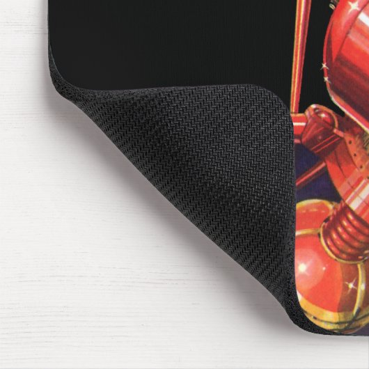 ヴィンテージロボット付きSFエイリアン宇宙飛行士 マウスパッド (コーナー)