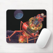 ヴィンテージロボット付きSFエイリアン宇宙飛行士 マウスパッド (マウス)