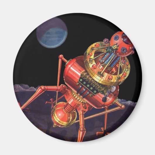 ヴィンテージロボット付きSFエイリアン宇宙飛行士 マグネット (正面)
