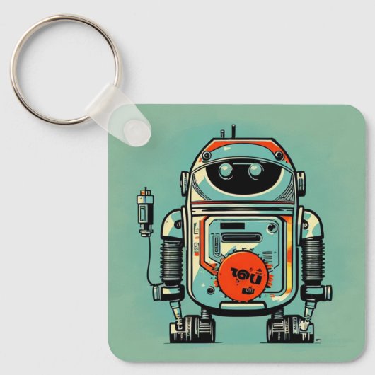 ヴィンテージロボット古い汚い素朴なスチームパンク キーホルダー (正面)