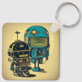 ヴィンテージロボット古い汚い素朴なスチームパンク キーホルダー (裏面)