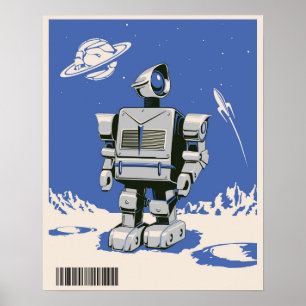 ヴィンテージロボット1青 ポスター