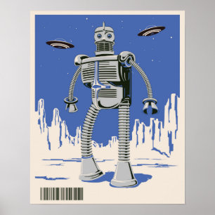 ヴィンテージロボット3青 ポスター