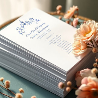 ヴィンテージロマエレガントンスダスティーブルー結婚式 プログラム
