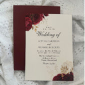 ヴィンテージロマンクラシックティックレッドローゼエレガントウェディング 招待状