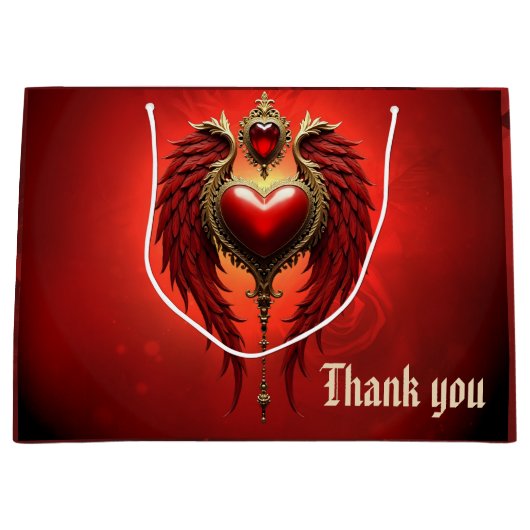 ヴィンテージロマンスとハートと翼。 ラージペーパーバッグ (正面)