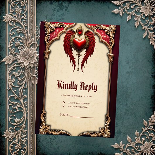 ヴィンテージロマンスとハートと翼。 出欠カード