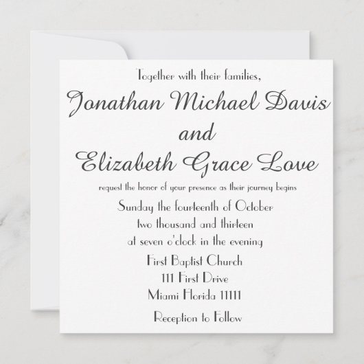 ヴィンテージロマンスとバイブル結婚・バース 招待状 (裏面)