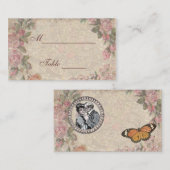 ヴィンテージロマンスカップルアンティークバラ結婚ズ プレイスカード (正面/裏面)