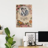 ヴィンテージロマンスカップルアンティークバラ結婚ズ ポスター (ホームオフィス)