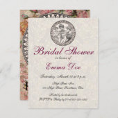 ヴィンテージロマンスカップルアンティークバラ結婚ズ 招待状 (正面/裏面)