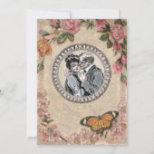 ヴィンテージロマンスカップルアンティークバラ結婚ズ 招待状 (裏面)