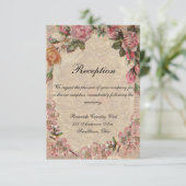 ヴィンテージロマンスカップルアンティークバラ結婚ズ 招待状 (スタンド正面)