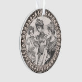 ヴィンテージロマンスカップル：アンティークバラガーリーラブ オーナメント (正面)