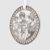 ヴィンテージロマンスカップル：アンティークバラガーリーラブ オーナメント (正面)