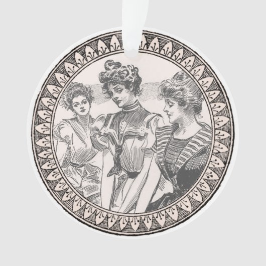 ヴィンテージロマンスカップル：アンティークバラガーリーラブ オーナメント (正面)