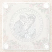 ヴィンテージロマンスカップル：アンティークバラガーリーラブ ガラスコースター (裏面)