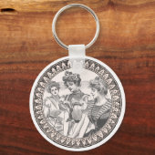 ヴィンテージロマンスカップル：アンティークバラガーリーラブ キーホルダー (正面)
