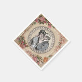 ヴィンテージロマンスカップル:アンティークバラガーリーラブ スタンダードカクテルナプキン (角)