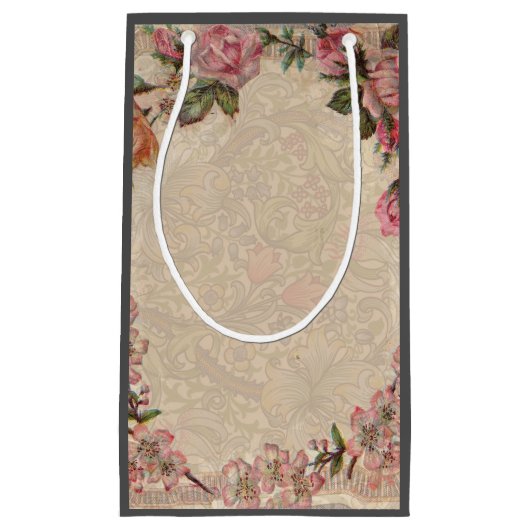 ヴィンテージロマンスカップル：アンティークバラガーリーラブ スモールペーパーバッグ (正面)