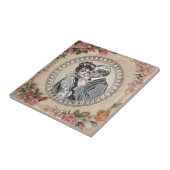 ヴィンテージロマンスカップル：アンティークバラガーリーラブ タイル (側面)