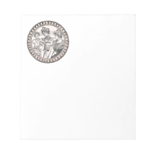 ヴィンテージロマンスカップル：アンティークバラガーリーラブ ノートパッド (正面)