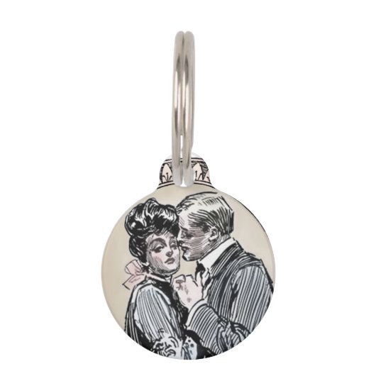 ヴィンテージロマンスカップル：アンティークバラガーリーラブ ペット　ネームタグ (正面)