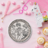 ヴィンテージロマンスカップル：アンティークバラガーリーラブ ペーパープレート (パーティー)