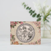 ヴィンテージロマンスカップル：アンティークバラガーリーラブ ポストカード (スタンド正面)