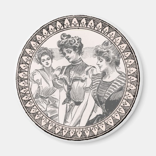 ヴィンテージロマンスカップル:アンティークバラガーリーラブ マグネット (正面)