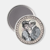 ヴィンテージロマンスカップル:アンティークバラガーリーラブ マグネット (正面/裏面)