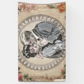 ヴィンテージロマンスカップル:アンティークバラガーリーラブ 横断幕 (縦)