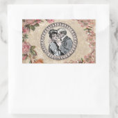 ヴィンテージロマンスカップル：アンティークバラガーリーラブ 長方形シール (バッグ)